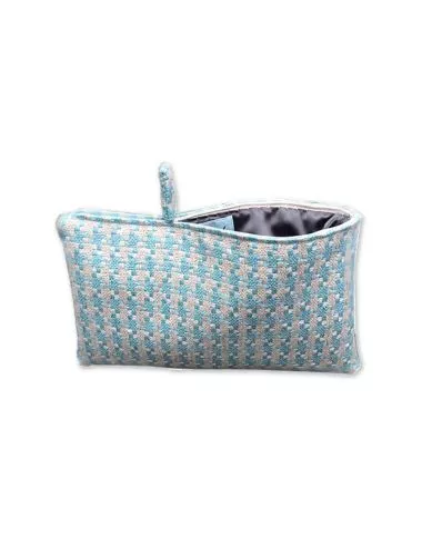 Bag in Bag, Necessaire - Pied de poule aqua-perlmutt aus Stoff