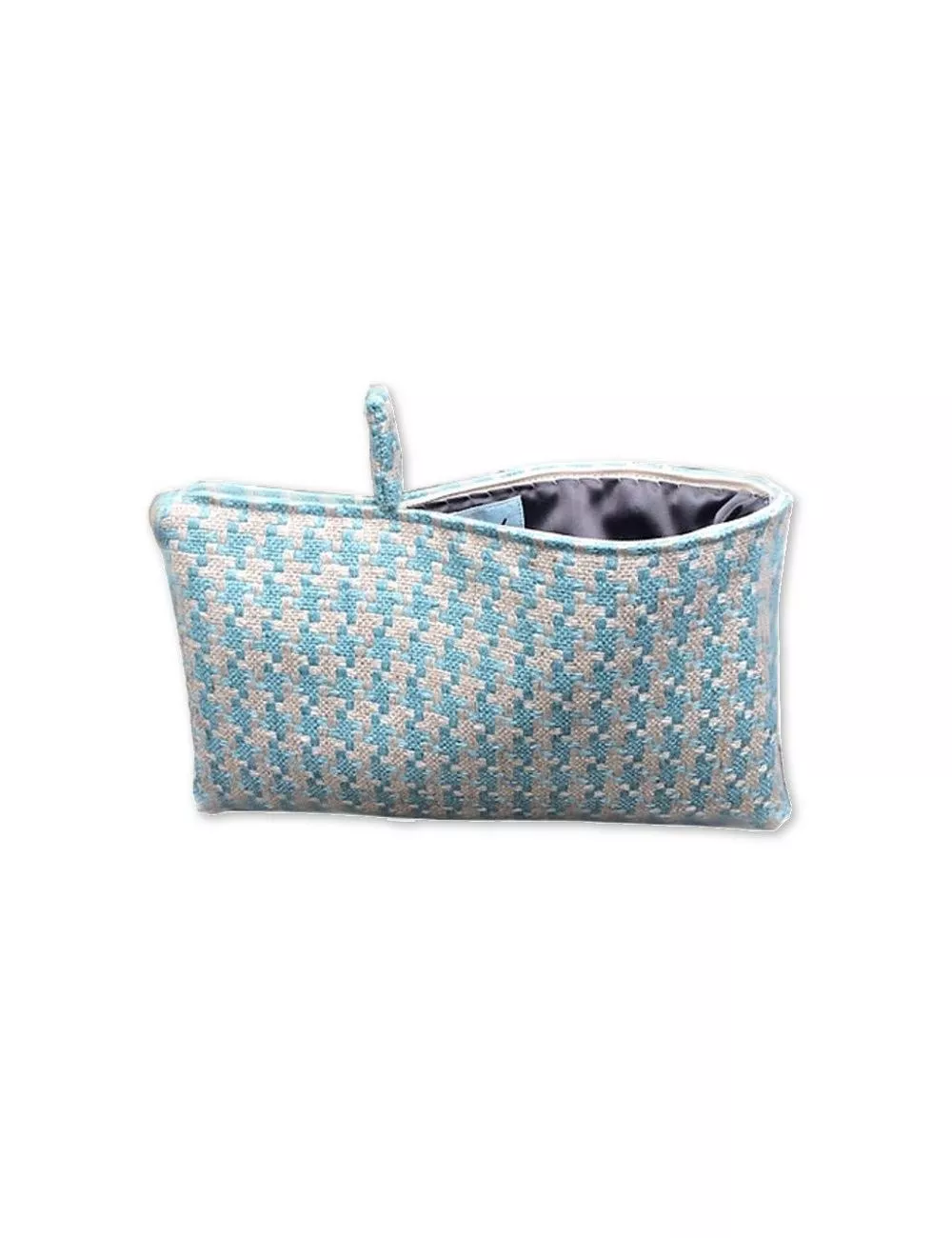 Bag in Bag, Necessaire - Pied de poule aqua-perlmutt aus Stoff