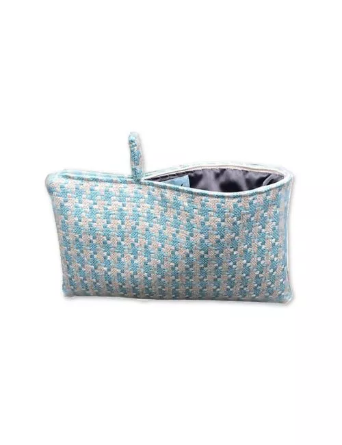 Bag in Bag, Necessaire - Pied de poule aqua-perlmutt aus Stoff