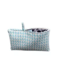 Bag in Bag, Necessaire - Pied de poule aqua-perlmutt aus Stoff
