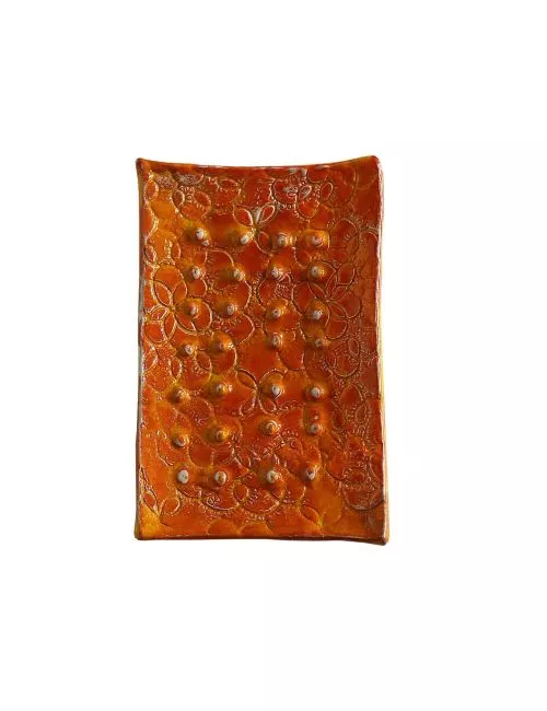 Seifenschale Ton rechteckig orange ohne Loch oben