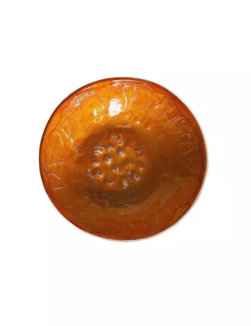 Seifenschale Ton rund klein orange ohne Loch oben