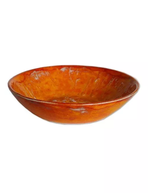 Seifenschale Ton rund klein orange ohne Loch oben