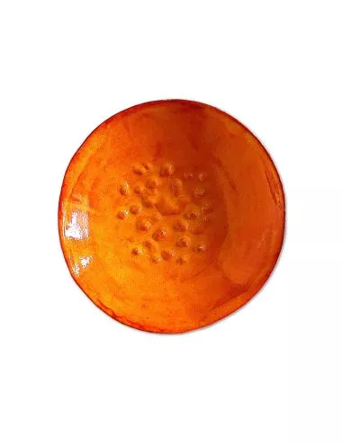 Seifenschale Ton rund gross orange ohne Loch oben