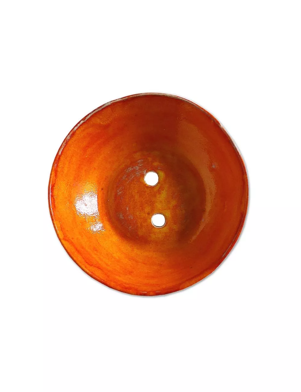 Seifenschale Ton rund klein oder gross orange mit Loch oben Seifenschale Ton rund klein oder gross orange mit Loch oben