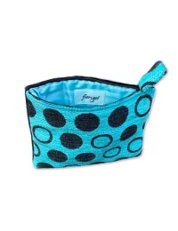 Bag in Bag, Necessaire Kreise türkis schwarz 23x13 cm Vorderseite
