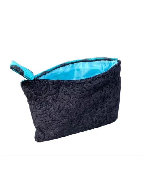 Bag in Bag, Necessaire Kreise türkis schwarz 23x13 cm Vorderseite
