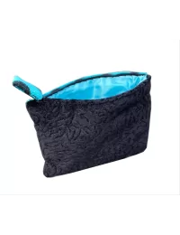 Bag in Bag, Necessaire Kreise türkis schwarz 23x13cm Rückseite