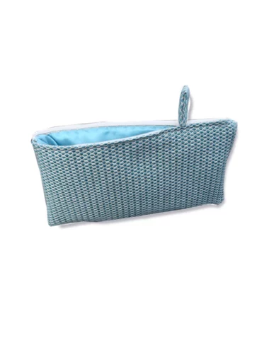Bag in Bag, Necessaire - Pied de poule aqua-perlmutt aus Stoff