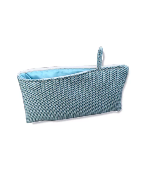 Bag in Bag, Necessaire - Pied de poule aqua-perlmutt aus Stoff