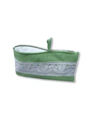 Bag in Bag, Necessaire Bandeau dentelle grün Vorderseite