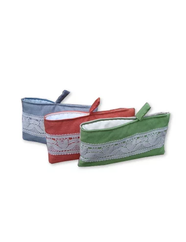 Bag in Bag, Necessaire Bandeau dentelle grün Vorderseite