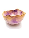 Schale Violetta aus Gips - runde Schmuckschale & Alltagsschale gold violett von vorne seitlich