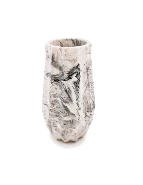 Vase aus Gips - kleine Blumenvase & Dekovase 'Zickzack' marmoriert - mit Deko