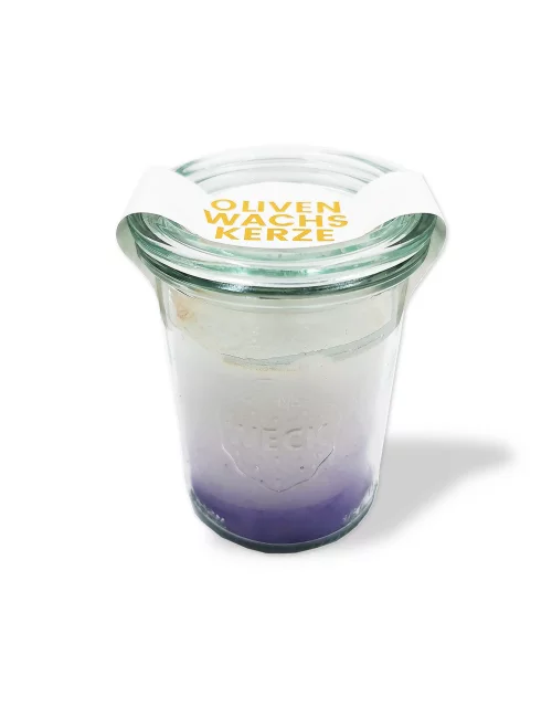 Olivenwachs-Kerze im Glas - kleine Nachhaltig-Kerze im Einmachglas