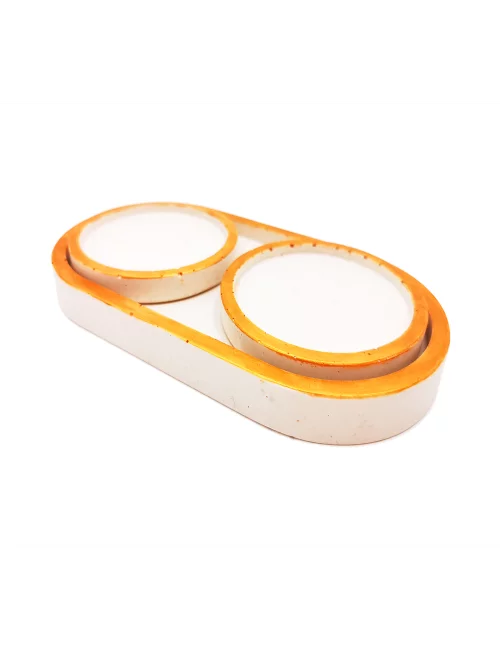 Kaffeeset & Teeset Tablett - Dekorservice, Schmuckschale & Untersetzer gold - 3er Set seitlich