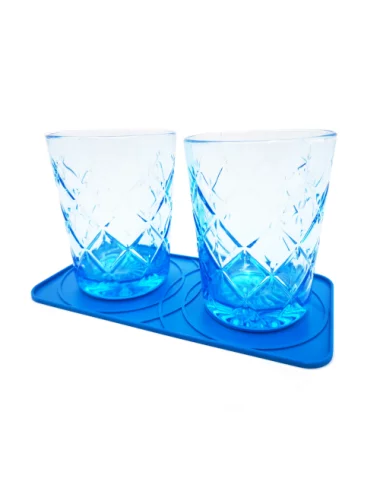 Abtropfunterlage & Untersetzer aus Kunststoff blau - Design zwei Tropfen mit Gläsern