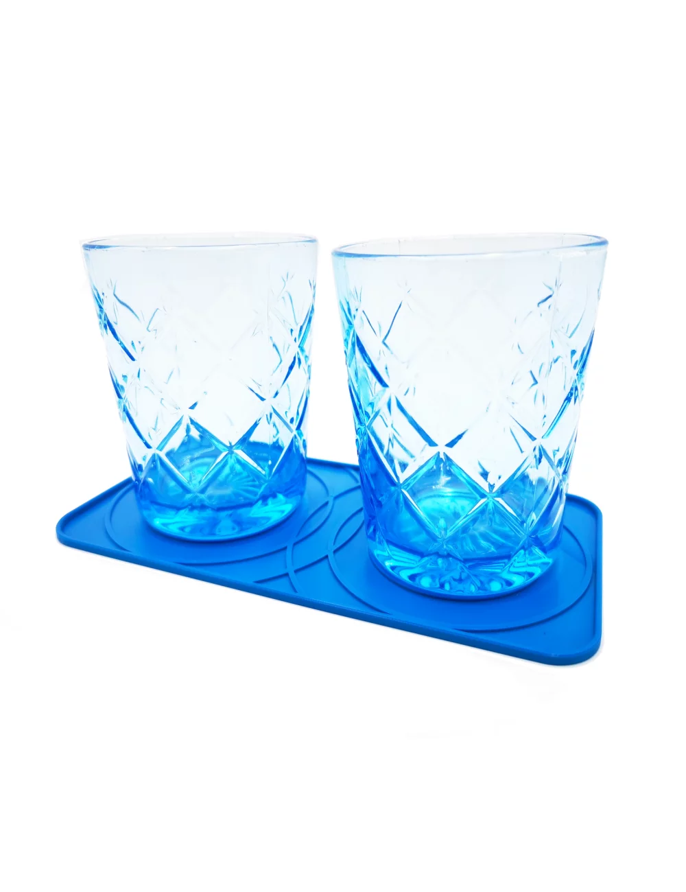 Abtropfunterlage & Untersetzer aus Kunststoff blau - Design zwei Tropfen mit Gläsern Abtropfunterlage & Untersetzer aus Kunststoff blau - Design zwei Tropfen mit Gläsern