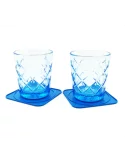 Abtropfunterlage & Untersetzer aus Kunststoff blau - Design Tropfen mit Gläsern