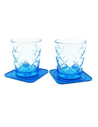 Abtropfunterlage & Untersetzer aus Kunststoff blau - Design Tropfen mit Gläsern