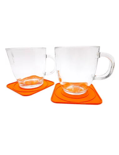 Abtropfunterlage & Untersetzer aus Kunststoff orange - Design Tropfen mit Gläsern