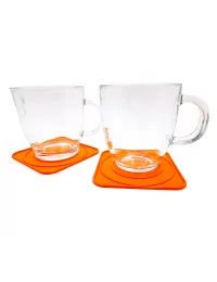 Abtropfunterlage & Untersetzer aus Kunststoff orange - Design Tropfen mit Gläsern