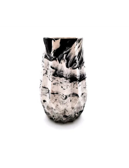 Vase aus Gips - kleine Blumenvase & Dekorvase 'Palisade' marmoriert