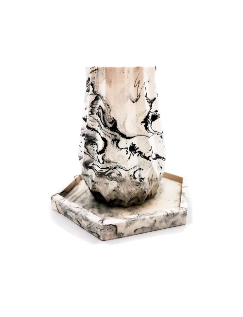 Vase aus Gips - kleine Blumenvase & Dekorvase 'Palisade' marmoriert