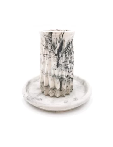 Vase aus Gips - kleine Blumenvase & Dekorvase 'Säulen' marmoriert