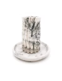 Vase aus Gips - kleine Blumenvase & Dekorvase 'Säulen' marmoriert - mit eckigem Untersetzer iilustriert