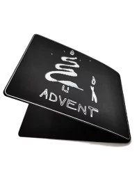 Spruchkarte & Grusskarte Kerzenbaum - Weihnachten "Advent" silber auf schwarz Vorderseite einlagig aufklappar