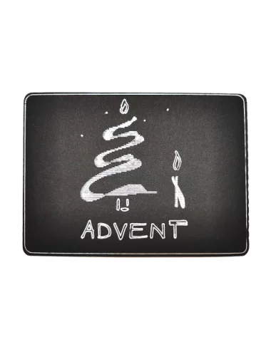 Spruchkarte & Grusskarte Kerzenbaum - Weihnachten "Advent" silber auf schwarz Vorderseite