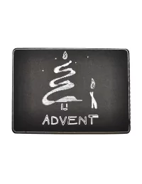 Spruchkarte & Grusskarte Kerzenbaum - Weihnachten "Advent" silber auf schwarz Vorderseite