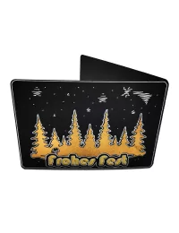 Spruchkarte & Grusskarte Winterwald - Weihnachten "Frohes Fest" gold auf schwarz stehend von vorne