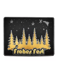 Spruchkarte & Grusskarte Winterwald - Weihnachten "Frohes Fest" gold auf schwarz frontal Frontseite