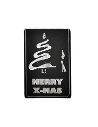 Kleine Spruchkarte & Grusskarte Tannenbaum - Weihnachten "Merry X-Mas" gold-silber auf schwarz Vorderseite