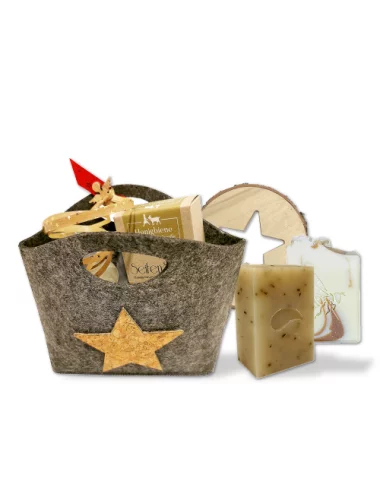 Geschenkset Weihnachten 2x Naturseife & 1x Holzunterleger - Illustration alle Produkte