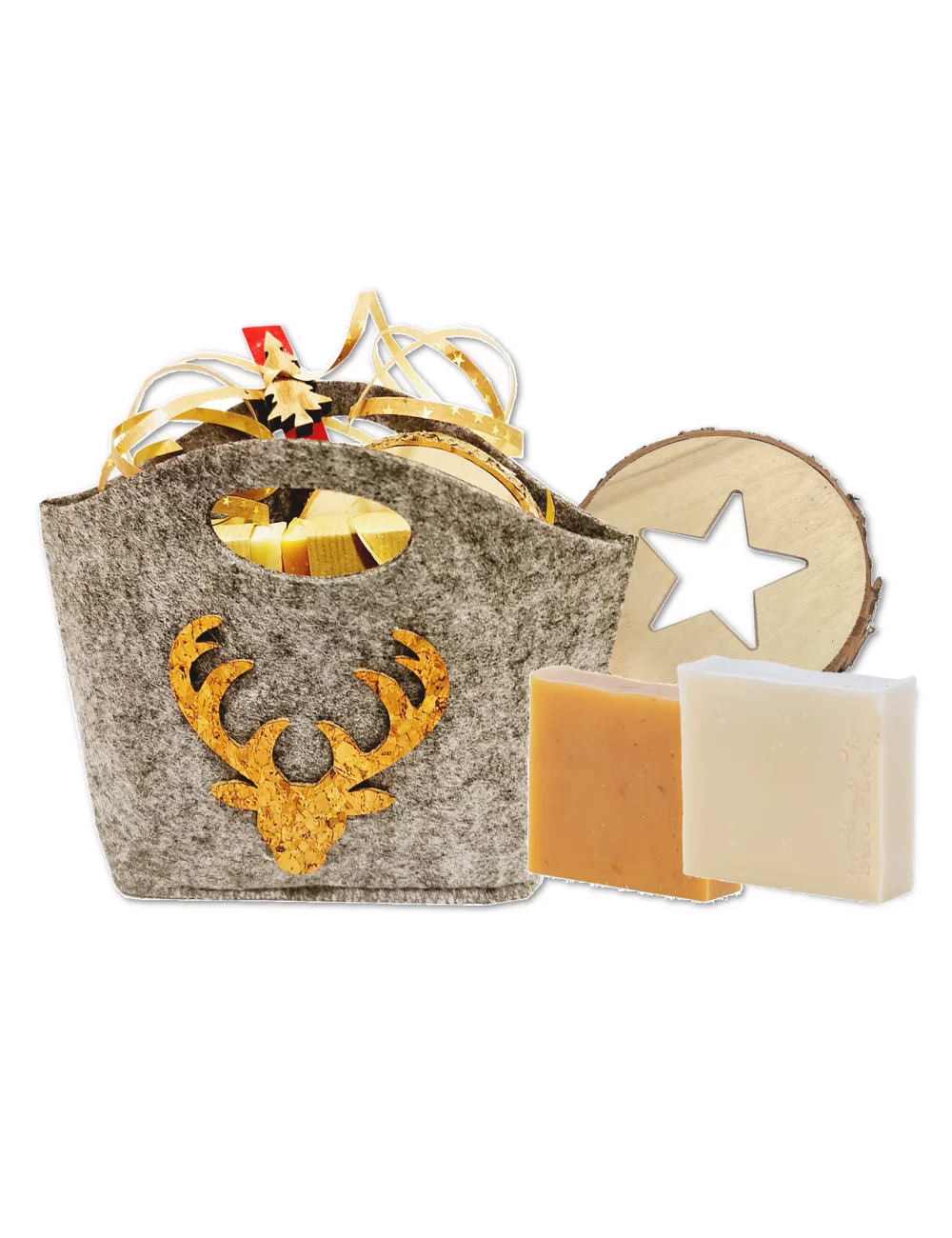 Geschenkset Weihnachten 3x Naturseife & Holzunterleger - Hirsch klein - Illustration alle Produkte Geschenkset Weihnachten 3x Naturseife & Holzunterleger - Hirsch klein - Illustration alle Produkte