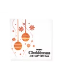Spruchkarte & Grusskarte Weihnachtskugel & Sterne - Karte für Weihnachten "Merry Christmas" bronze auf weiss