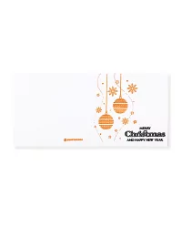 Spruchkarte & Grusskarte Weihnachtskugel & Sterne - Karte für Weihnachten "Merry Christmas" bronze auf weiss
