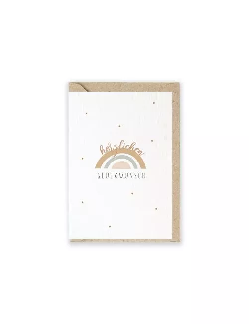 Glückwunsch- & Grusskarte - Regenbogen "Herzlichen Glückwunsch"