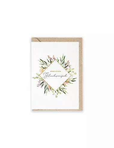 Glückwunsch- & Grusskarte - Blumen "Herzlichen Glückwunsch"