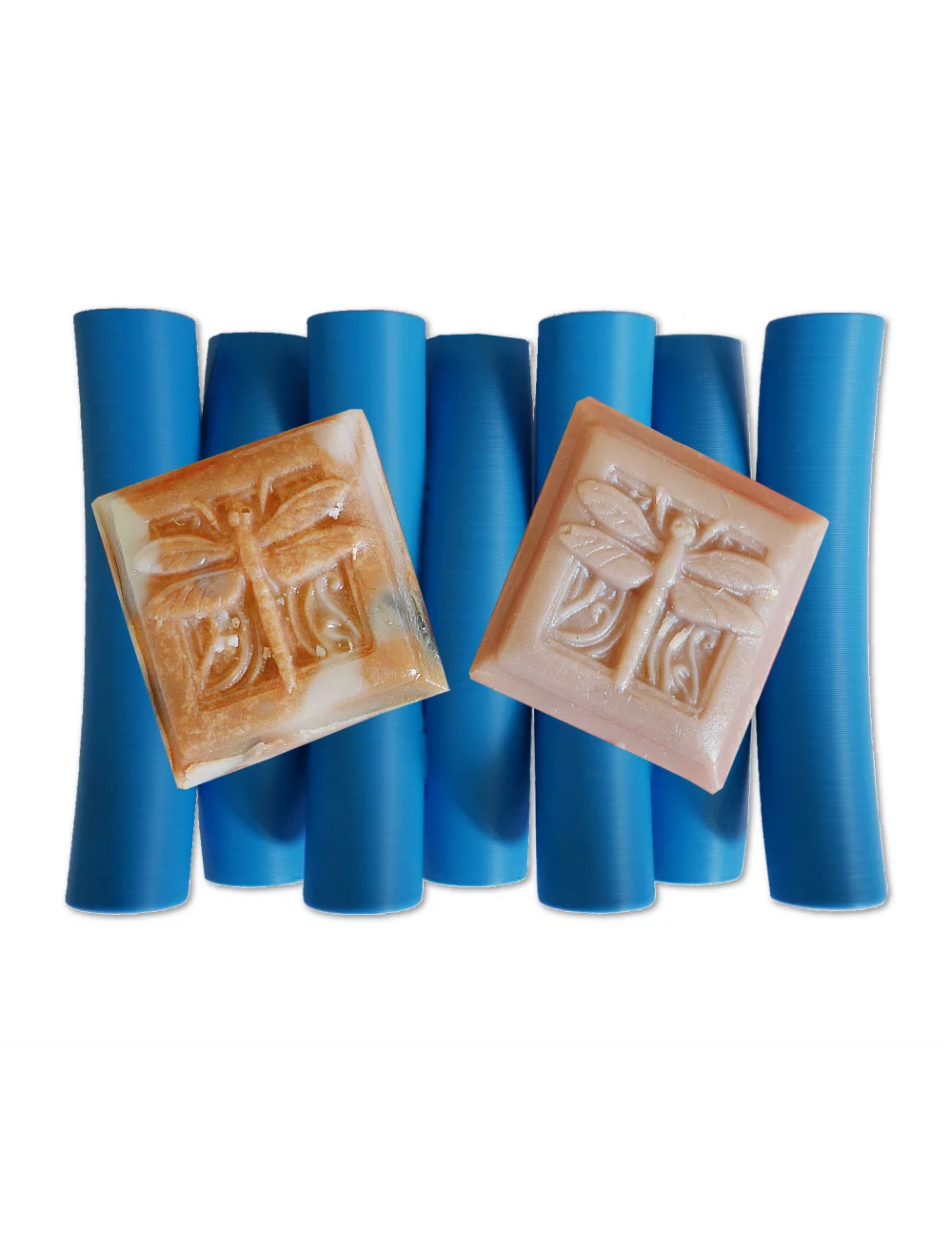 Seifenschale aus Kunststoff - Noodles in blau mit Seifen illustriert Seifenschale aus Kunststoff - Noodles in blau mit Seifen illustriert