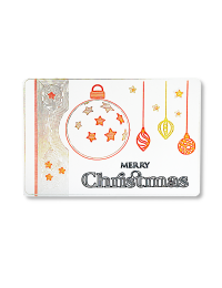 Spruchkarte & Grusskarte Weihnachtskugel - Karte für Weihnachten "Merry Christmas" gold-silber-bronze auf weiss - Karte frontal