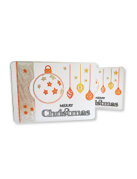 Spruchkarte & Grusskarte Weihnachtskugel - Karte für Weihnachten "Merry Christmas" gold-silber-bronze auf weiss - mehrere Karten
