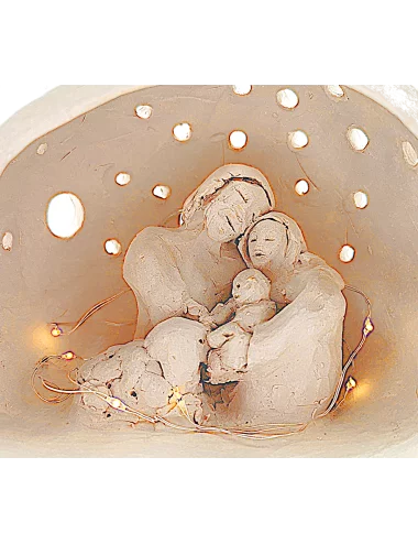 Krippe, Szene 1 mit Josef, Maria, Jesus-Kind und Schaf in Krippe