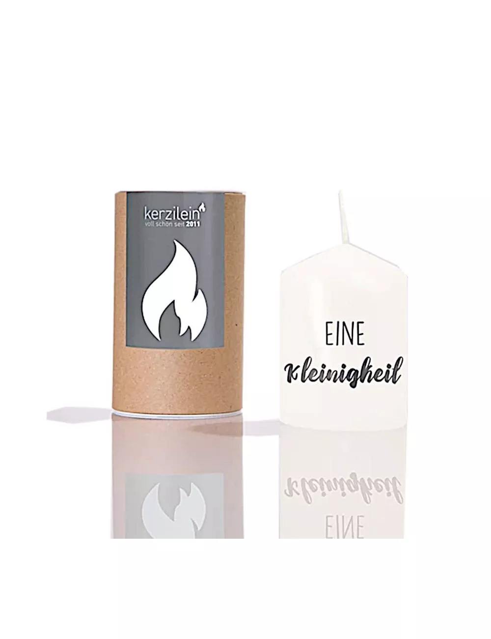 Stumpenkerze "Eine Kleinigkeit" anthrazit - Flämmchen 8 x 6 cm