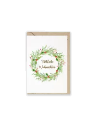 Weihnachtskarte & Grusskarte - Kranz "Fröhliche Weihnachten" mit Couvert