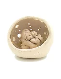 Grosse Kugel-Krippe aus Ton - Lichtkugel Szene 2 Jesus, Maria & Josef mit Stern im Dach ganze Krippe