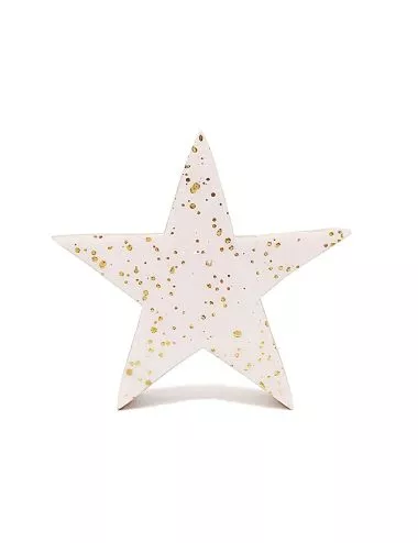 Stern aus Holz - Dekoration Weihnachten - weiss / gold - 9.5 cm seitlich